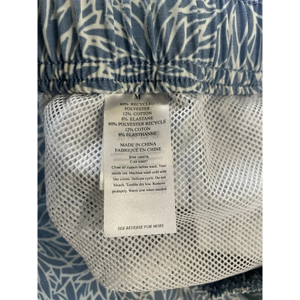 Faherty Swim Trunks Blue Floral Print Mens Sz M Recycled Stretch Board Shorts